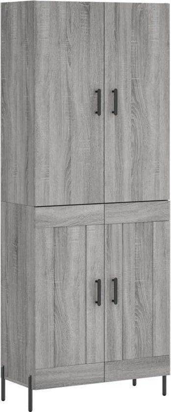 vidaXL Hoge kast 69,5x34x180 cm bewerkt hout grijs sonoma eikenkleurig