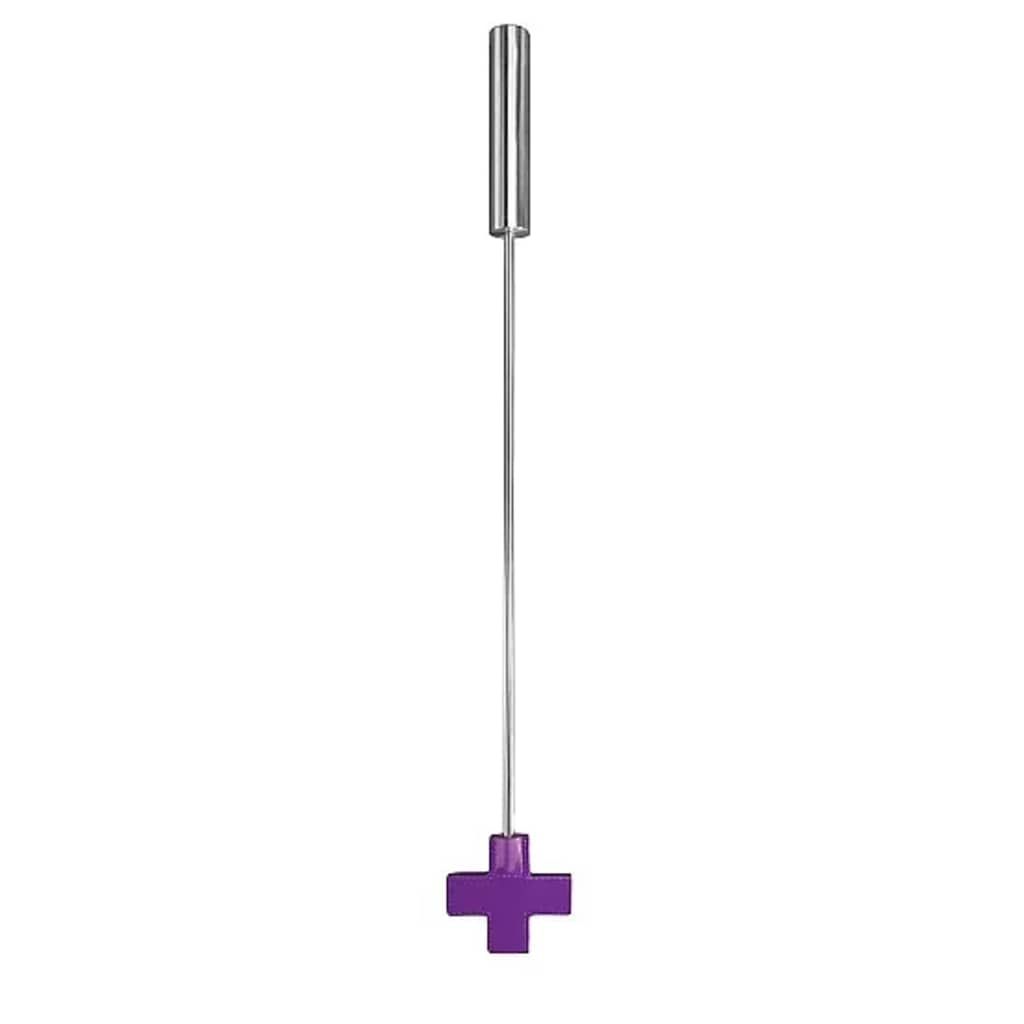 Shots - Ouch! Whips and Paddles Leather Cross Tipped Crop - Purple