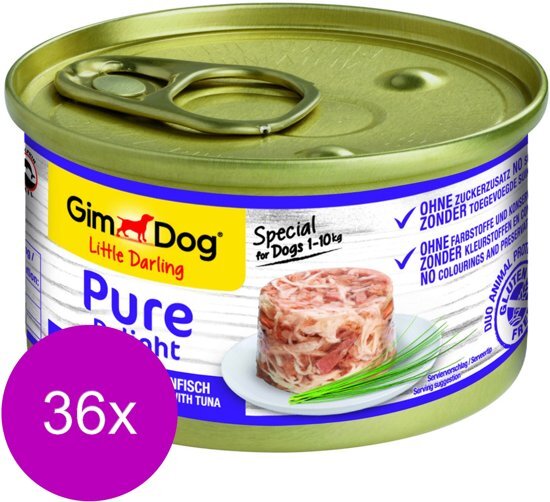 GIMDOG Little Darling Pure Delight 85 g - Hondenvoer - 36 x Kip&Tonijn