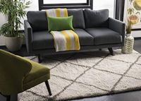 Safavieh Shaggy Geweven Binnen Vloerkleed, Hudson Shag Collectie, SGH281, in Ivoor & Grijs, 91 X 152 cm