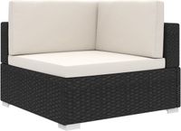 vidaXL Hoekbank met kussens polyrattan zwart