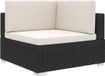 vidaXL Hoekbank met kussens polyrattan zwart
