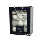 Decoris Kerstballen - 26 stuks - glas - wit - 5-6-7 cm
