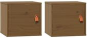 vidaXL Wandkasten 2 st 31,5x30x30 cm massief grenenhout honingbruin