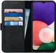 Rosso Deluxe Echt Leer Book Case Hoesje Geschikt voor Samsung Galaxy A22 5G | Ruimte voor drie pasjes | Portemonnee Book Case | Met Pasjeshouder | Zwart