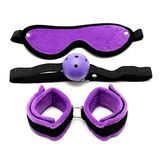 Rimba Zachte bondageset met klittenband (3 stuks) Zwart/Paars One Size