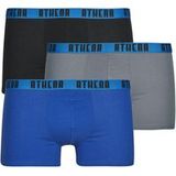 Athena - Set van 3 boxershorts voor heren, Ecopack Basic Color – boxershorts van katoen – moderne pasvorm, ergonomisch, comfort en grip – Öko-Tex Standard 100, zwart/blauw/grijs – riem BLAUW, XXL
