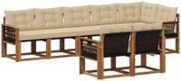 vidaXL - Acacia Hout Loungeset - Hoek Loungeset - 8 Zitplaatsen - Natuurlijk en Beige