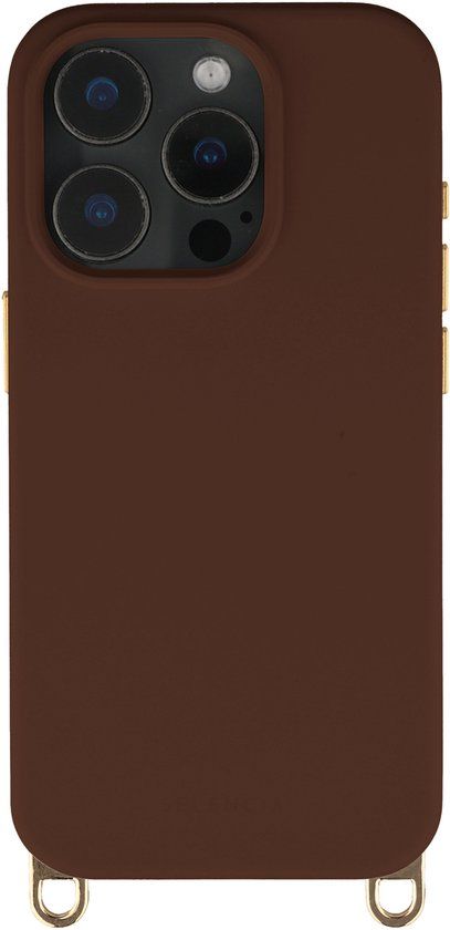 Selencia Rivièra MagSafe Backcover met afneembare haakjes voor de Apple iPhone 15 Pro - Choco Brown
