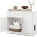Coast COSTWAY Kattenkast voor kattenbak, kast met 2 lades, 3 deuren en een ingang, bijzettafel voor katten, wit, 100x45x80 cm