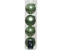 Decoris Kerstballen - 4 stuks - Salie Groen - D10 cm - Glas