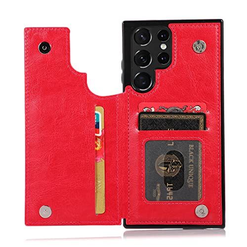 MXBXLG Cover Wallet Case voor Samsung Galaxy S22 Ultra - Roze
