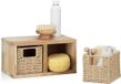 Relaxdays Wandrek Walnotenhout met 2 Manden 31 cm Breed