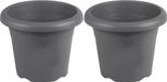 Hega hogar 2x Grijze ronde plantenpotten Flori 20 cm kunststof