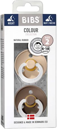 BIBS Retro Fopspeen Glow Dark Oak / Vanilla 6-18 Mnd 2 Stuks