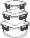Unyqoos® Set van 3 glazen luchtdichte containers