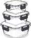 Unyqoos® Set van 3 glazen luchtdichte containers