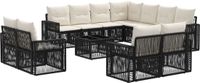 vidaXL Tuinbank - Set - 12-st - Zwart en Crème-Wit - Polyrattan