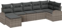 vidaXL Tuinbank Set 7-delig Grijs Polyrotan