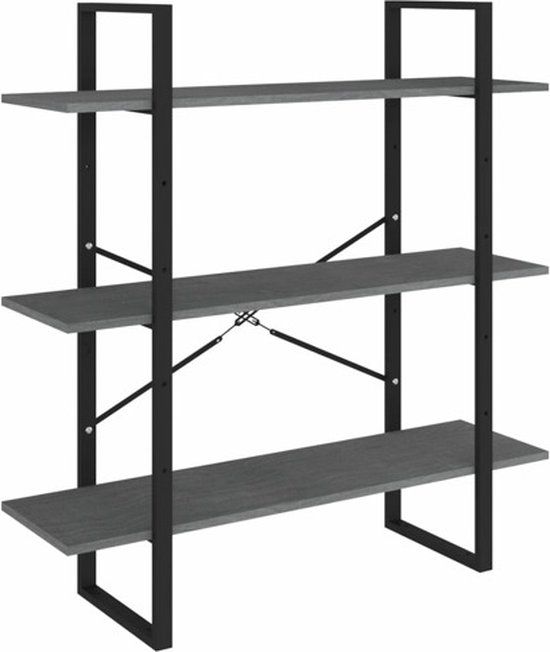 vidaXL Boekenkast met 3 schappen, 100x30x105 cm, grenenhout, grijs