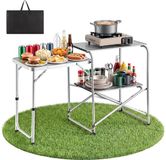 Vevor Opklapbare Campingtafel, Campingkookstation met Bijzettafel, Hittebestendig Tafelblad en Draagtas, Draagbaar Campingkeukenstation, Ideaal voor Picknicks, Barbecues en Camperreizen