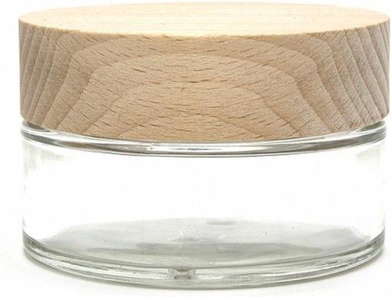 Anae Glazen potje leeg - 100 ml - Met houten deksel