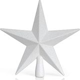 Ornativity Glitter Star Tree Topper - Kerst Decoratieve Vakantie Bethlehem Ster Ornament (Wit)