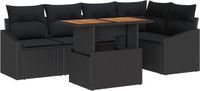 vidaXL Tuinbank - Set - 6 - st - Zwart - Poly - rattan