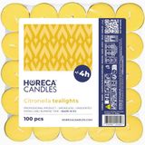 Horeca Candles - Theelichtjes met Citronella - Set van 100 Geurende Kaarsen - Brandduur 4 uur - Geel - Voor Buiten, Balkon, Picknick, Camping
