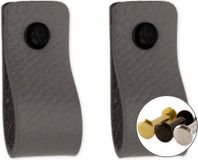Brute Strength BIGsave B.V. Leren handgrepen - Grijs - 2 stuks - 12,5 x 2,5 cm