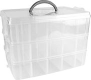 Merkloos / Sans marque Wan GmbH Opbergdoos met deksel en handvat - 3 niveaus, 30 vakken - Transparant 26 x 18,5 x 17 cm - Sorteerdoos voor kleine voorwerpen