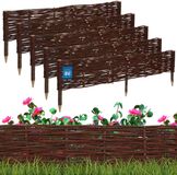 KOTARBAU® 5 st Bloembedrand, Wilgenhouten Hek, Beeteinfassing, 100 x 20 cm, Bruin, Tuinafscheiding, Houten Tuinhek, Schapenhek