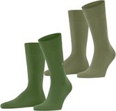 Burlington Everyday 2-Pack eenkleurig katoen multipack sokken heren groen - maat 40-46