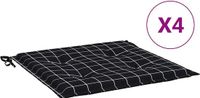 vidaXL Tuinstoelkussens 4 stuks ruitpatroon 50x50x3 cm stof zwart