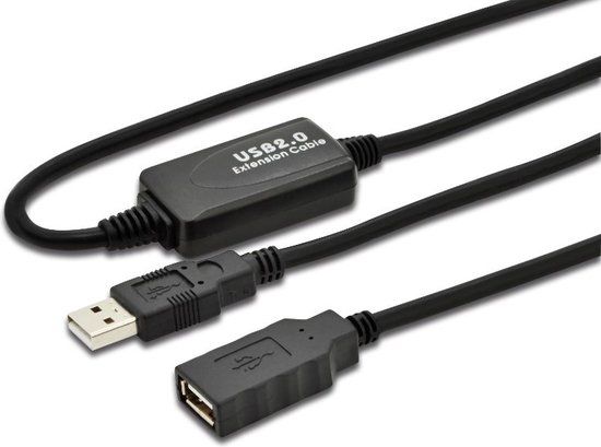 Microconnect 10m USB-A 2.0 verlengkabel Zwart