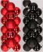 Decoris Kaemingk B.V. 32x Kunststof Kerstballen Mix Rood/Zwart 4 cm