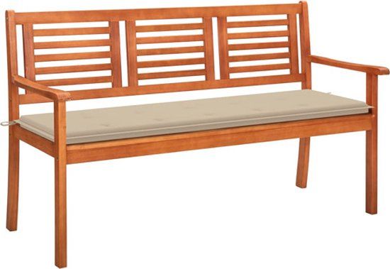 vidaXL Tuinbank 3-zits met kussen 150 cm massief eucalyptushout