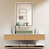 HOKO Miroir de salle de bain LED Rectangulaire 45x75cm Cadre Noir Avec éclairage LED périphérique Température de couleur réglable en continu Fonction mémoire IP44 Alabama