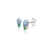 ZINZI 6mm Zilveren Oorknopjes Rond Blauw Groen ZIO2502