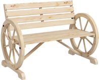 Banc de jardin sans marque 2 places, banc, banc en bois, banc de parc avec accoudoirs style campagnard, charge maximale 240 kg, pin, naturel