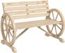 Banc de jardin sans marque 2 places, banc, banc en bois, banc de parc avec accoudoirs style campagnard, charge maximale 240 kg, pin, naturel