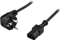 Deltaco DEL-109 Geaarde kabel voor verbinding tussen apparaat en stopcontact CEE 7/7 naar IEC 60320 C13 2m zwart