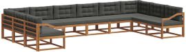 vidaXL Hoek loungeset 10 zitplekken Acacia hout Naturel et anthracite