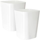 Youngever 2 stuks 5,5 l vierkante vuilnisbak, plastic vuilnisbak, kleine vuilnisbak voor thuiskantoor, woonkamer, studeerkamer, keuken, badkamer (wit)