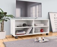 Maison Exclusive - meuble TV sur roulettes, blanc, 90x35x35 cm, en panneaux de particules