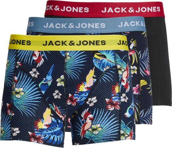 JACK & JONES JACFLOWER BIRD Trunks 3-Pack - Men's Underwear - Surf The Web - Size M