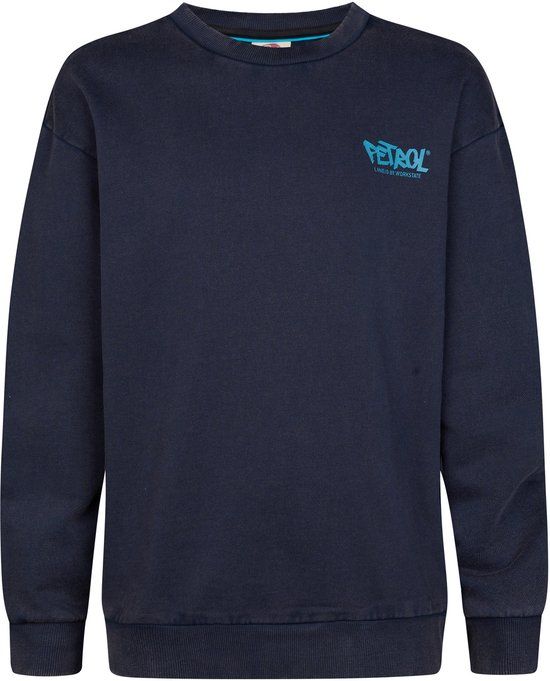 Petrol Industries Jongens Sweater met print steelbrook - Blauw - Maat 164