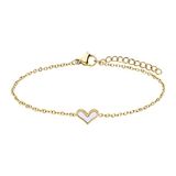 Lucardi Dames Stalen goldplated armband met hart - Armband - Staal - Goudkleurig - 20 cm