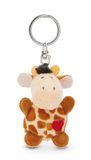 Sleutelhanger giraffe met hartje 5cm - beige
