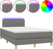 vidaXL Boxspringbed met matras en LED-verlichting, donkergrijs, 120x200 cm
